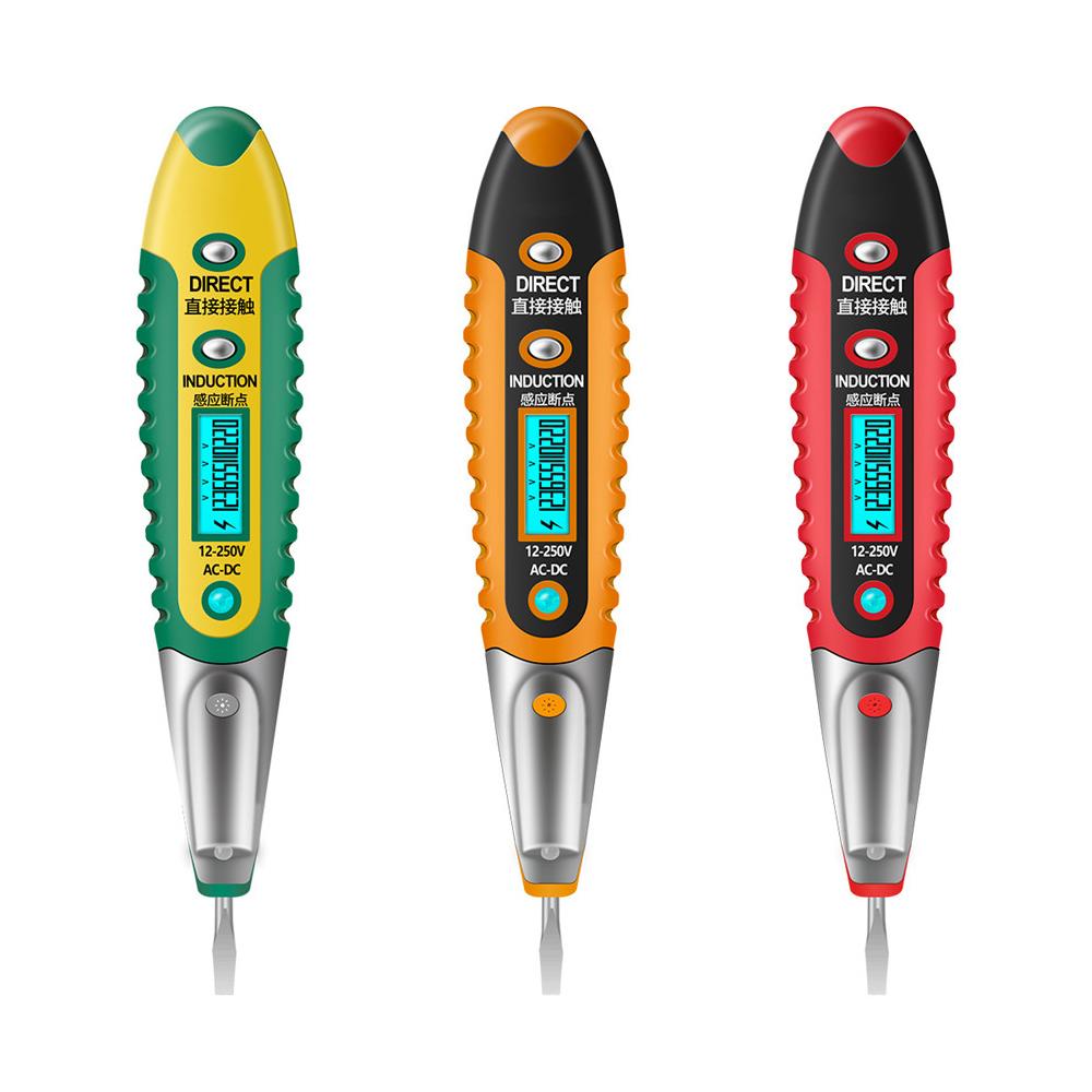 Мультицифровой тестер-ручка AC DC 12-250В, измеритель электричества, бесконтактный индукционный детектор напряжения, LCD тест-ручка-карандаш