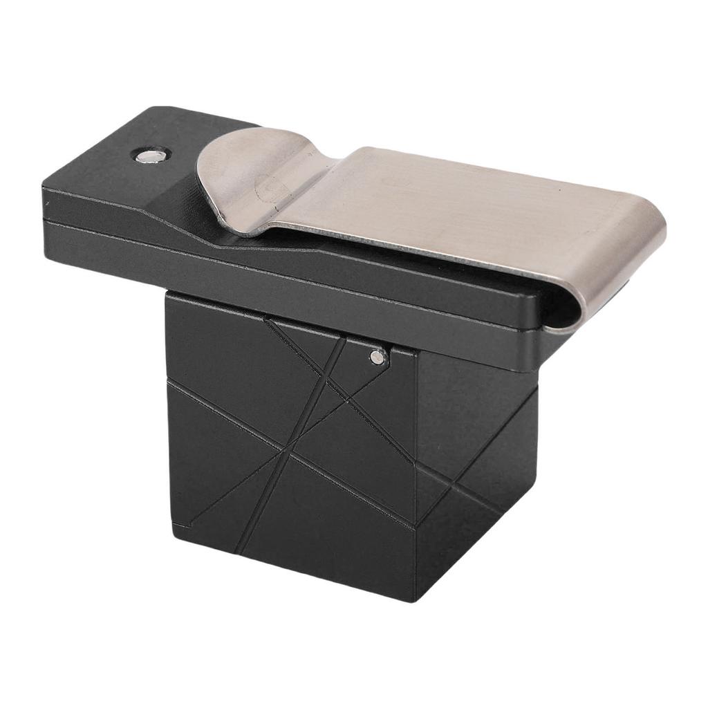 Pool Cue Chalk Holder Aluminum Alloy Flip Cover Chalk Box with Back Clip for Standard Chalks Black