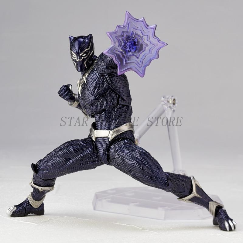Amazing Yamaguchi Black Panther Action Figure Collection Model 15cm Kaiyodo Revoltech #030 Marvel T Challa Movable Figurine Toys