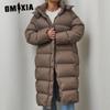 Зимний утолщенный длинный пуховик, женский пуховик на белом утином пуху, элитный пуховик с капюшоном, удлиненная куртка
