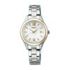 [Seiko Watch] Women's Solar Radio Wristwatch, Seiko Selection S Series, Round Face, Silver + Yellow Gold SWFH134