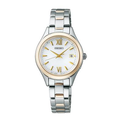[Часы] Женские солнечные радиочасы, Серия Seiko Selection S, Круглый циферблат, Серебристый + Желтое золото SWFH134