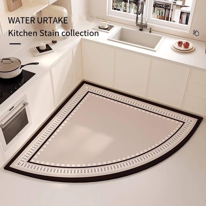 1PC French Light Luxury Heart-Shaped Kitchen Floor Mat With Diatomaceous Mud For Easy Care Waterproof Non-Slip Carpet