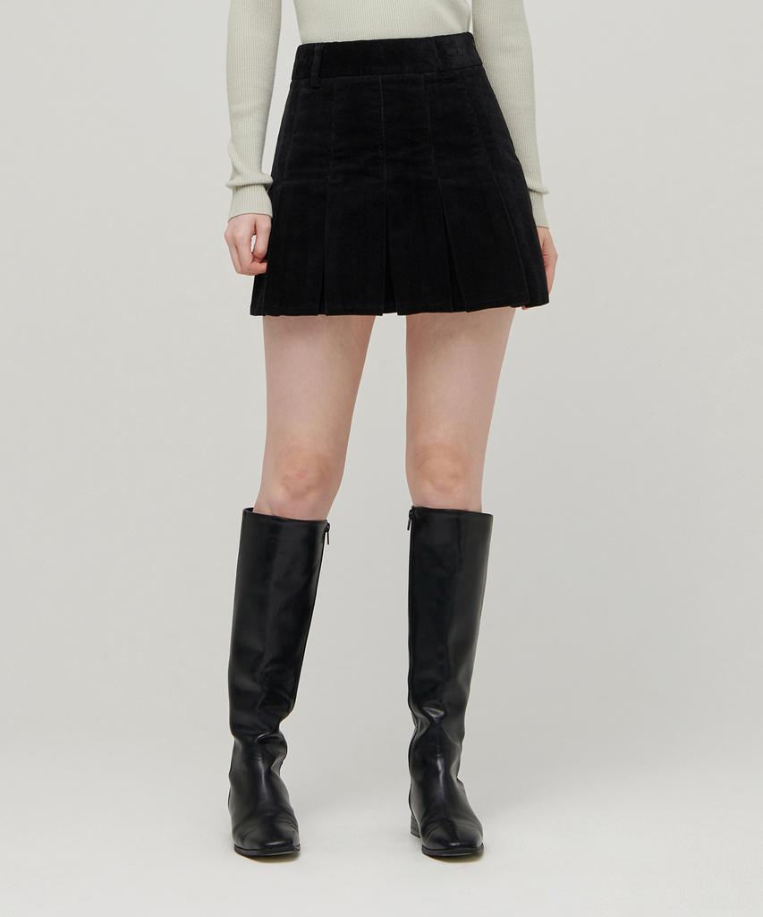 Musinsa Standard Woman Women'S Corduroy Pleated Mini Skirt [Black]