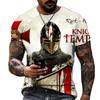 Summer Round Neck 3D Knights Templar Print Top Fashionable Casual Short Sleeved Men's T-shirts