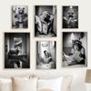 Cute Monkey Bathroom Art Wall Funny Poster Prints Toilet Humor Flight Animal Reading Canvas Painting Kids Room Toilet Home Decor