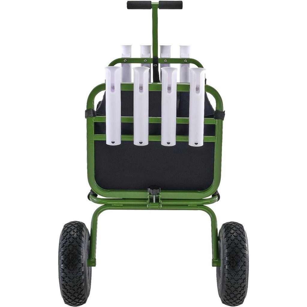 Beach Fishing Cart, 300 lbs Load Capacity, Foldable Fish and Marine Cart with Four 11" Big Wheels Rubber Balloon Tires for Sand, Heavy-Duty Steel Pier