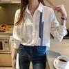 2024 Spring Women's Color Block Long Sleeve Chiffon Blouse - Professional Design