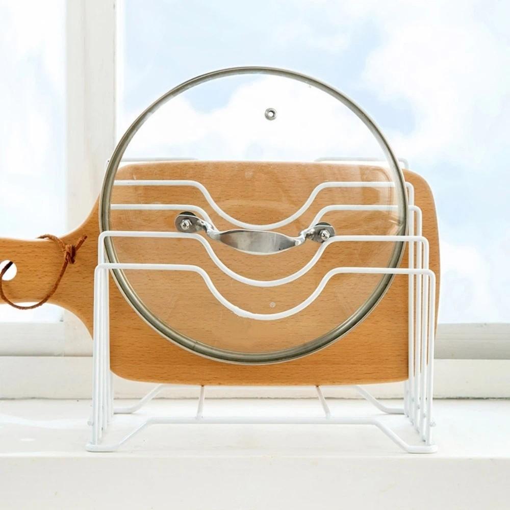 Hollow Design Pan Lid Organizer Multifunctional Cutting Board Holder Kitchen Storage Rack Cabinet