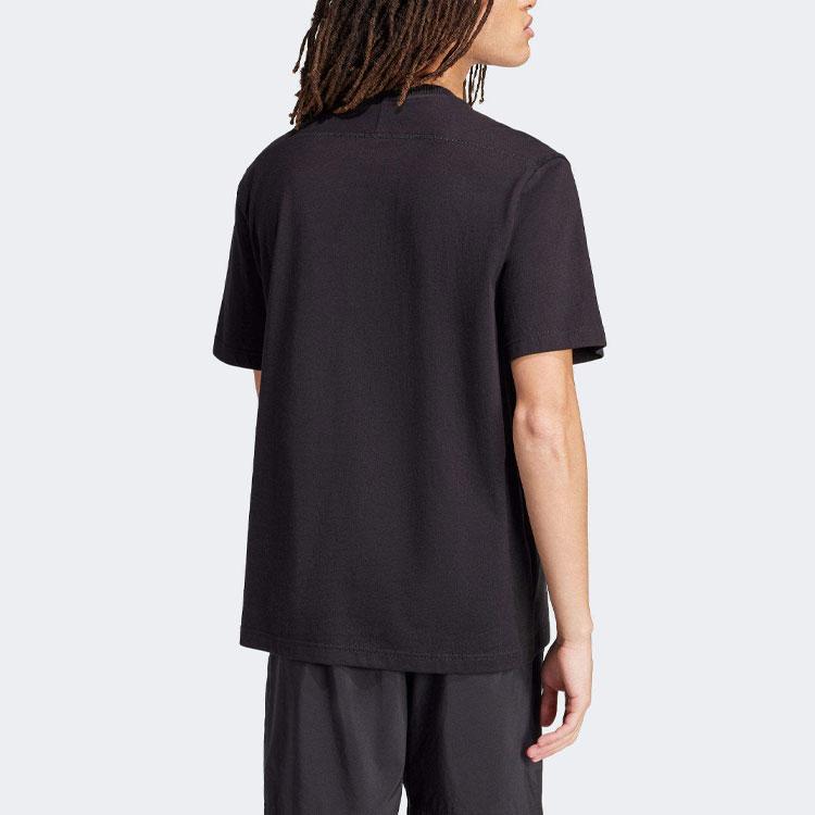 Adidas Всесезонные однотонные мужские футболки с круглым вырезом и вышивкой, черные IN3158