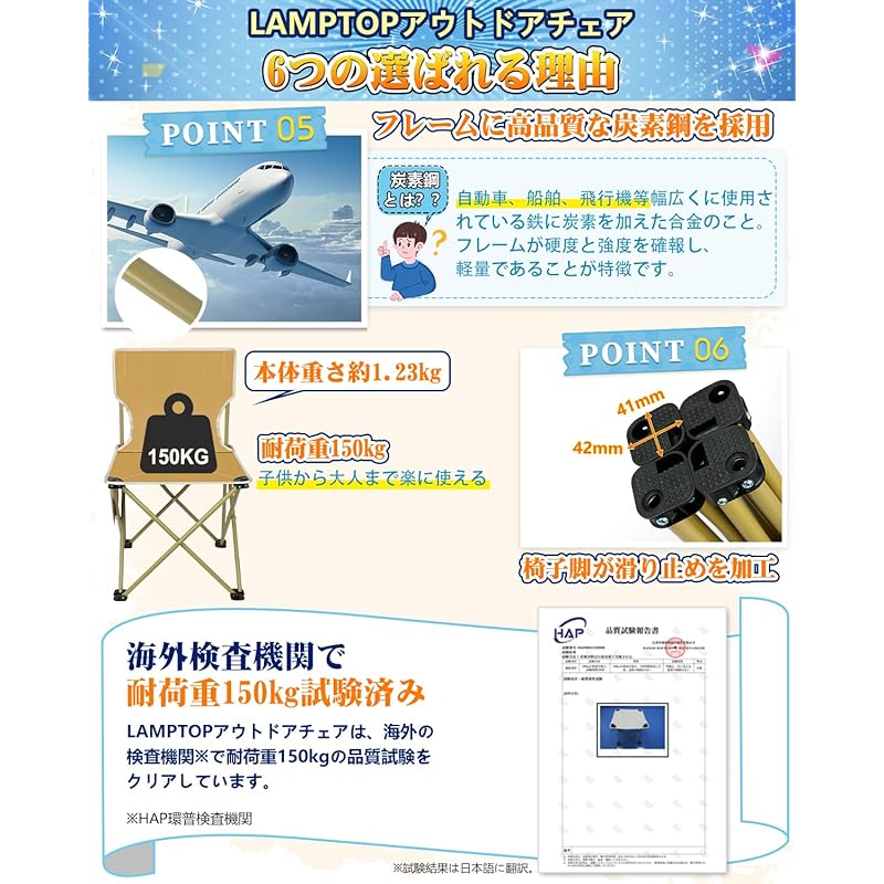 [Открывается/закрывается за одну секунду] LAMPTOP уличный стул со спинкой, складной стул, легкий компактный стул, походный стул Грузоподъемность 150 кг Высота 38 см В комплекте