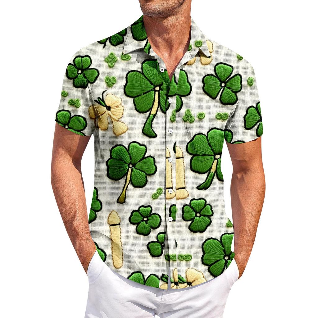 Мужская повседневная рубашка с короткими рукавами, облегающая, стильная, мужская. Патрик Принт