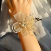 Elegant Sweet Bridesmaid Bracelet Wedding Wrist Corsage Aestheticism Ribbon Pearl Flower Bride Wrist Jewelry Accessories