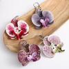 Elegant Orchid Flower Pendant Ornament Flower Bag Accessories Butterfly Orchid Key Ring Key Chain