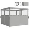 4 Side Walls for Gazebo 3x3 M Tent Sides with 8 Windows UV Protection 30+ Waterproof Light Grey