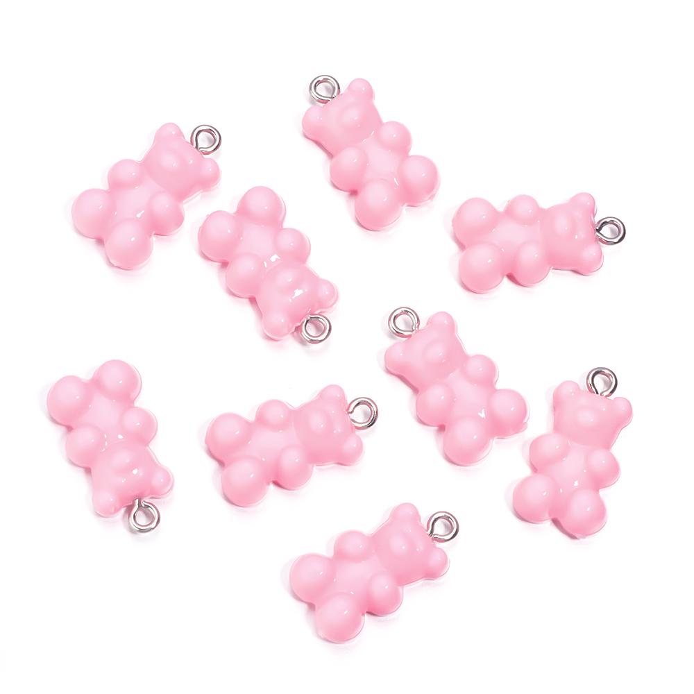 10Pcs/Lot 22×12mm Acrylic Pendant Macaron Colored Mini Bear Pendant For Diy Cute Necklace Earrings Gift Jewelry Accessories