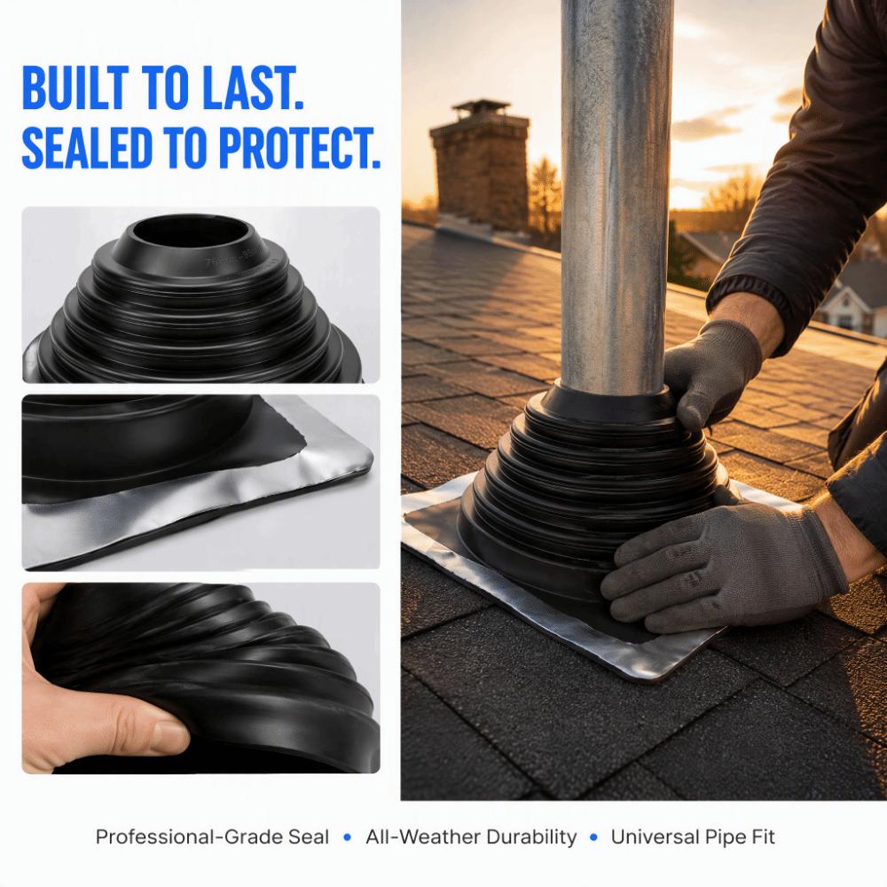 Rubber Material Metal Roof Vent Boot Pipe OD 7" to 13" Chimney Pipe Boot For Homeowners