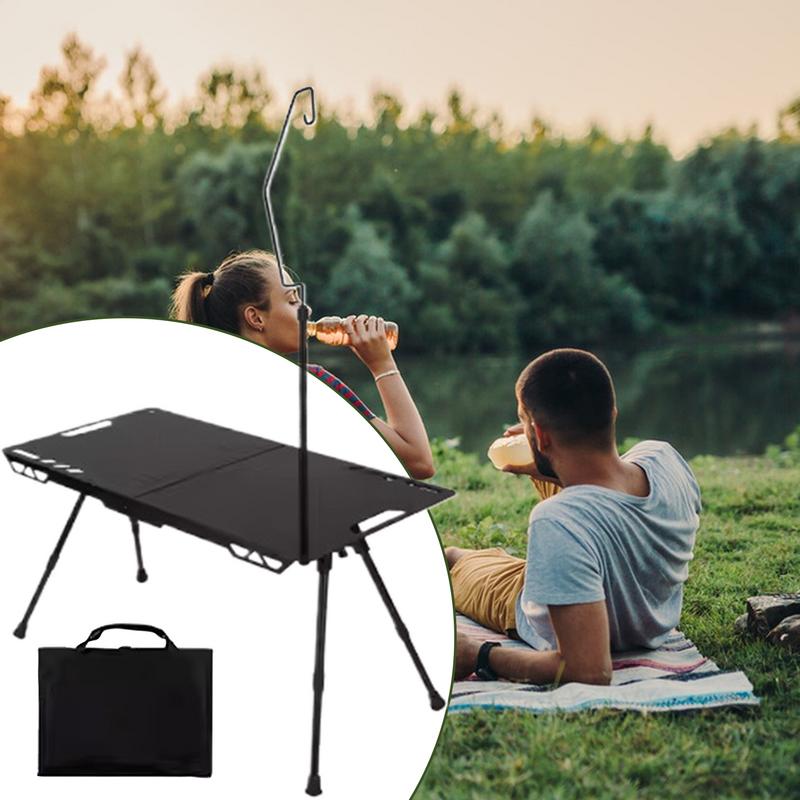 Folding Camping Table Folding Grill Board Portable Height Adjustable Picnic Table With Light Holder For RV Tailgating Garden