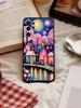 Whimsical landscape Starry Night Phone Case For Samsung S26,S25,S24,S23,S22,S21,S20,Ultra,Plus,FE Black Soft Cover