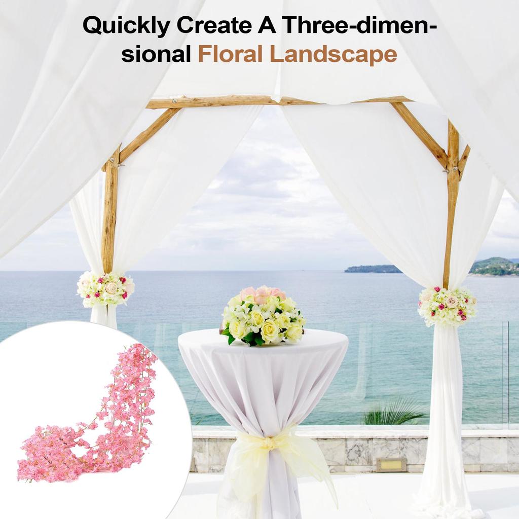 Artificial Cherry Flower Branches Faux Cherry Flower String Faux Plants Garland Decoration For Garden Bedroom Wedding Party Arch