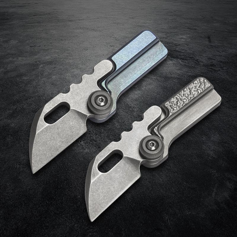 Super Light Titanium Alloy Mini Knife Vintage Embossment Folding Knife Camping EDC Gadgets Unboxing Survival Multitool Gift