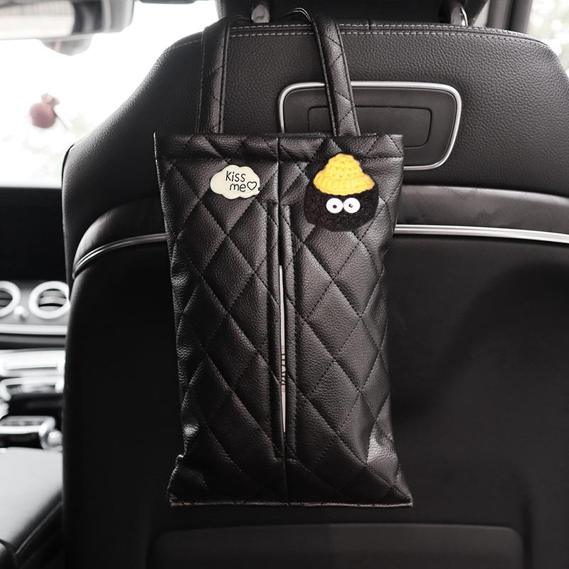 Милая мультяшная кукла-облако, автомобильная коробка для салфеток, подголовник сиденья, кожаный держатель для бумаги, органайзер для салона автомобиля, аксессуары для укладки автомобиля