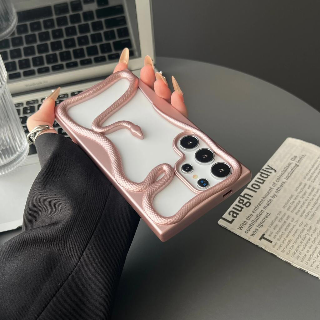 Роскошный чехол с 3D-змеей с гальваническим покрытием для Samsung Galaxy S25 S24 S23 FE S22 Ultra, мягкий силиконовый, с теплоотводом, противоударный