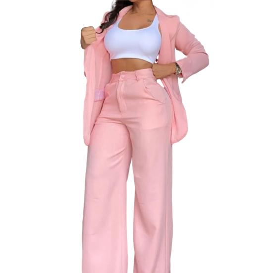 Women's Piece And Pants Suit Set Two High Waist Pants Set