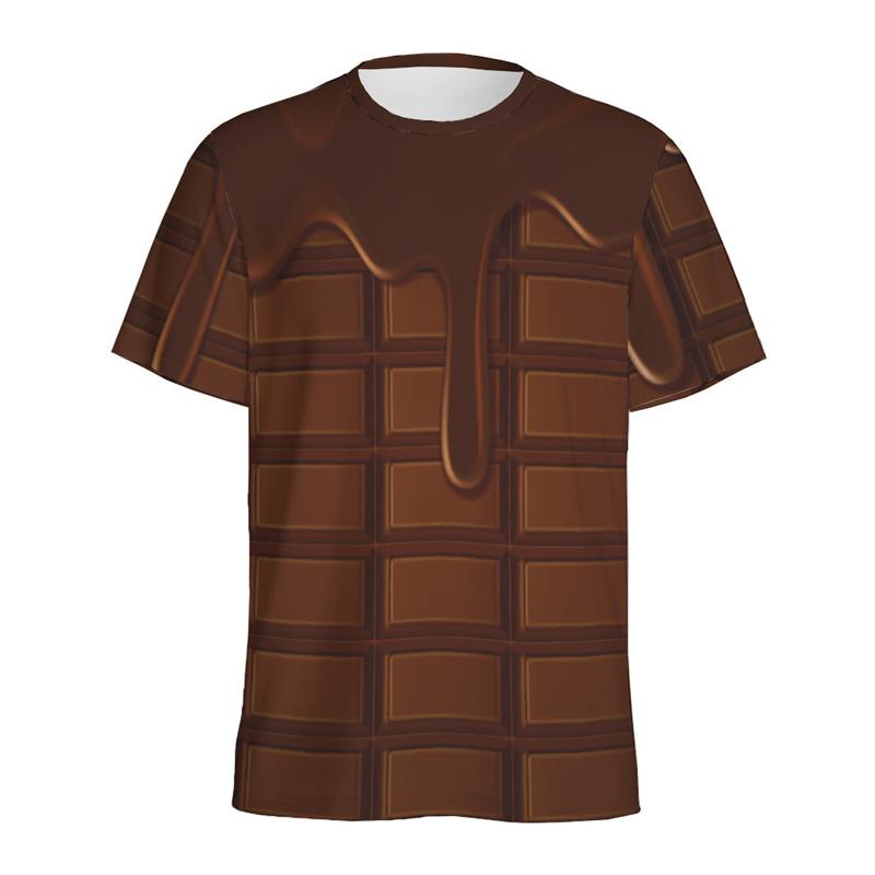 Футболка с рисунком сыра и шоколада для мужчин, детская футболка с 3D-принтом, летние свободные топы с коротким рукавом, уличные футболки с круглым вырезом