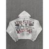 Vale Valley American High Street Hoodie Vintage Washed Loose Fit Graphic Print Sweatshirt Women