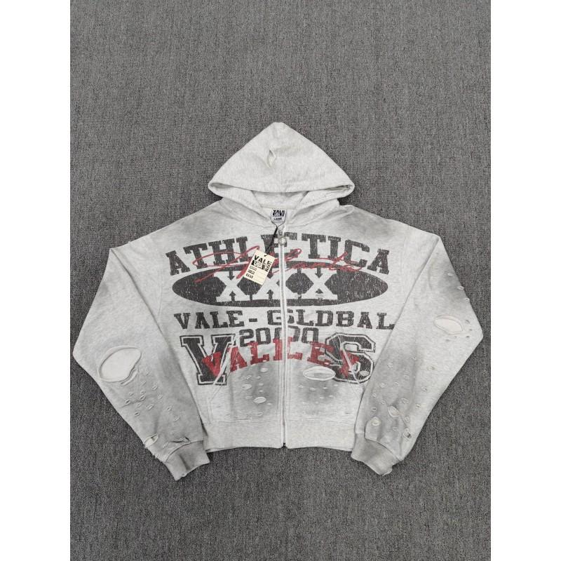 Vale Valley American High Street Hoodie Vintage Washed Loose Fit Graphic Print Sweatshirt Women