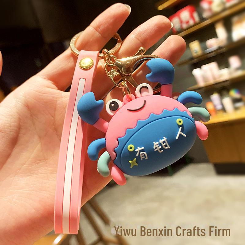 Creative Cartoon Crab 3D Keychain Pendant with Custom Logo