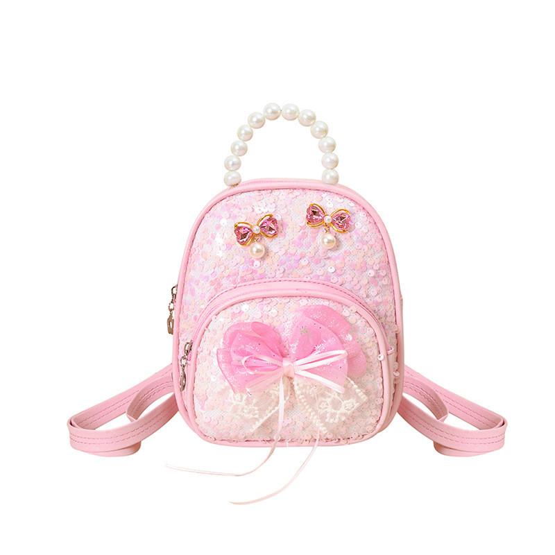 Kids Backpack Fashion With Artificial Pearl Hand Held And Bow Decor For Daily