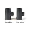 Dark Gray PVC Reducing Tee for Aquariums: Large to Small Connector