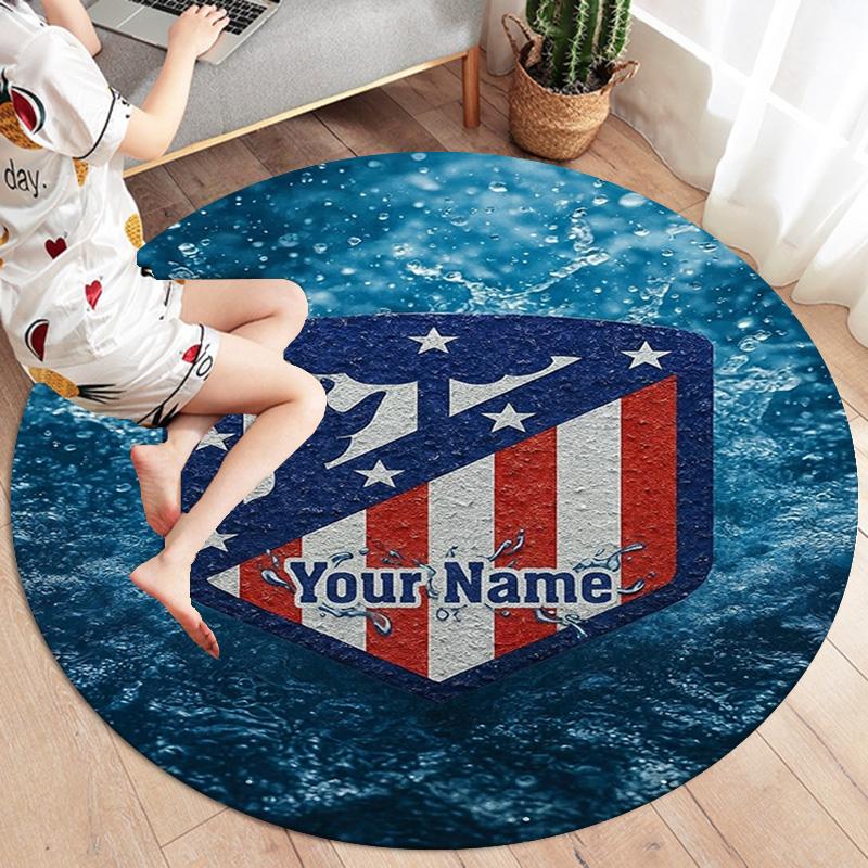 American Pride Shield Custom Name Round Area Rug Carpet Rug For Living Room Bedroom Sofa Playroom Decor Nonslip Floor Mat