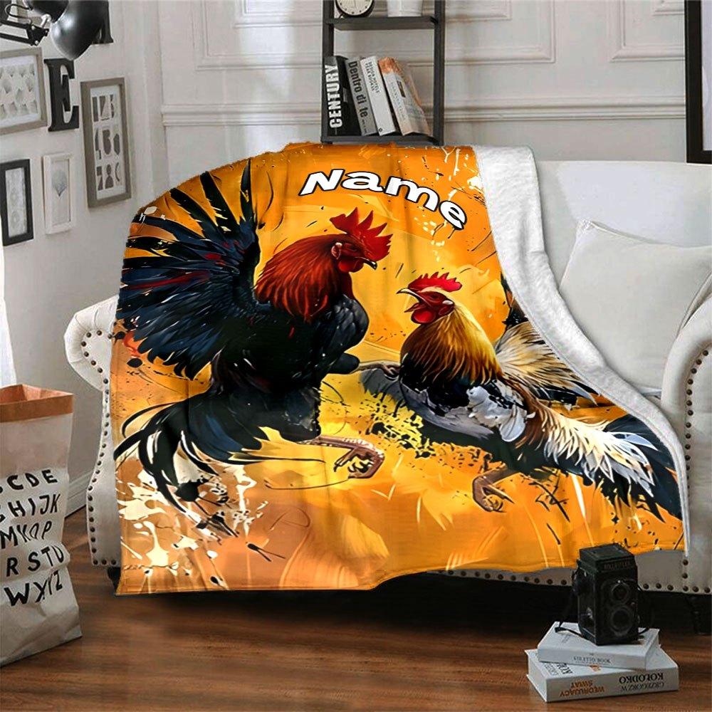 Rooster Rivalry Gift Personalized Blanket Personalized Name Soft Warm Cozy Great For Sofa Couch Office Bed Picnics Ideal For All Seasons Playful
