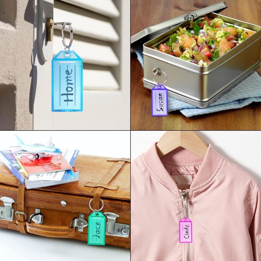 8 PCS Plastic Key Tags With Rings And Tags Lined Blank Paper Key Tags 8 Colors For Women Men Jewelry Accessories