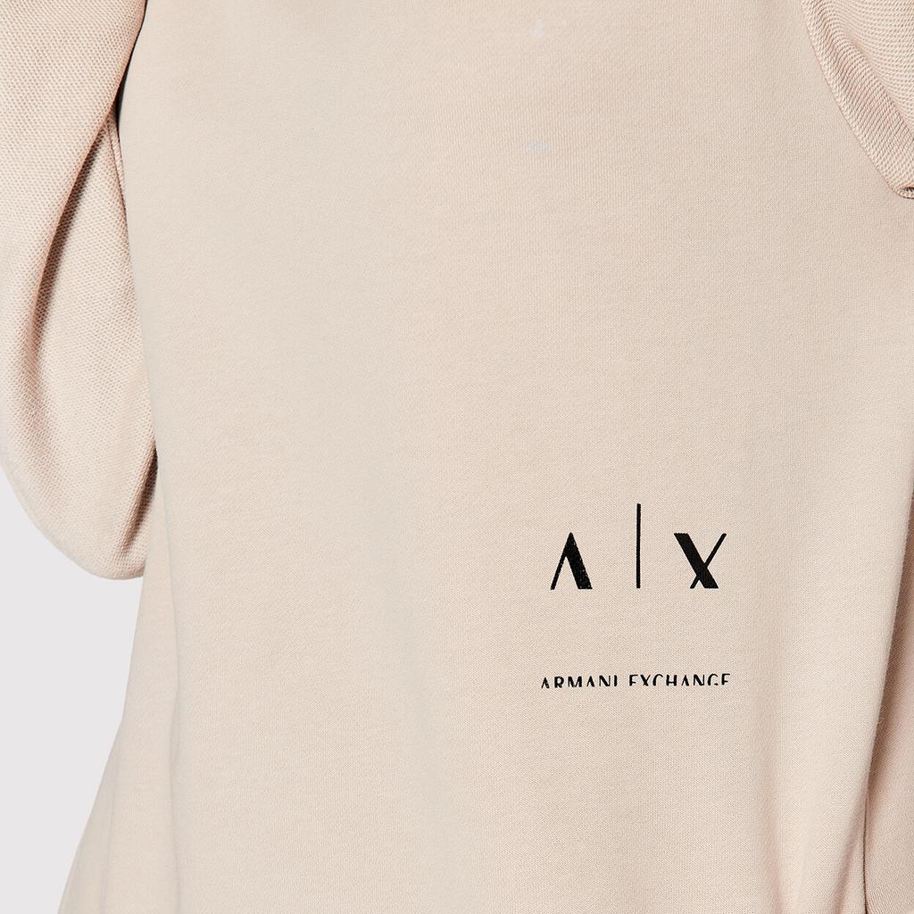 Armani Exchange FW22 Хлопковое худи с принтом в виде букв, платье-футболка с длинным рукавом, прямое, женское, темно-бежевое 6LYA72-YJBSZ-1768