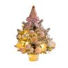 Mini Snow Flocked Christmas Tree Tabletop Artificial Christmas Tree with LED Lights Small Pine Tree with Balls And Bow for Desk Windowsill Decor