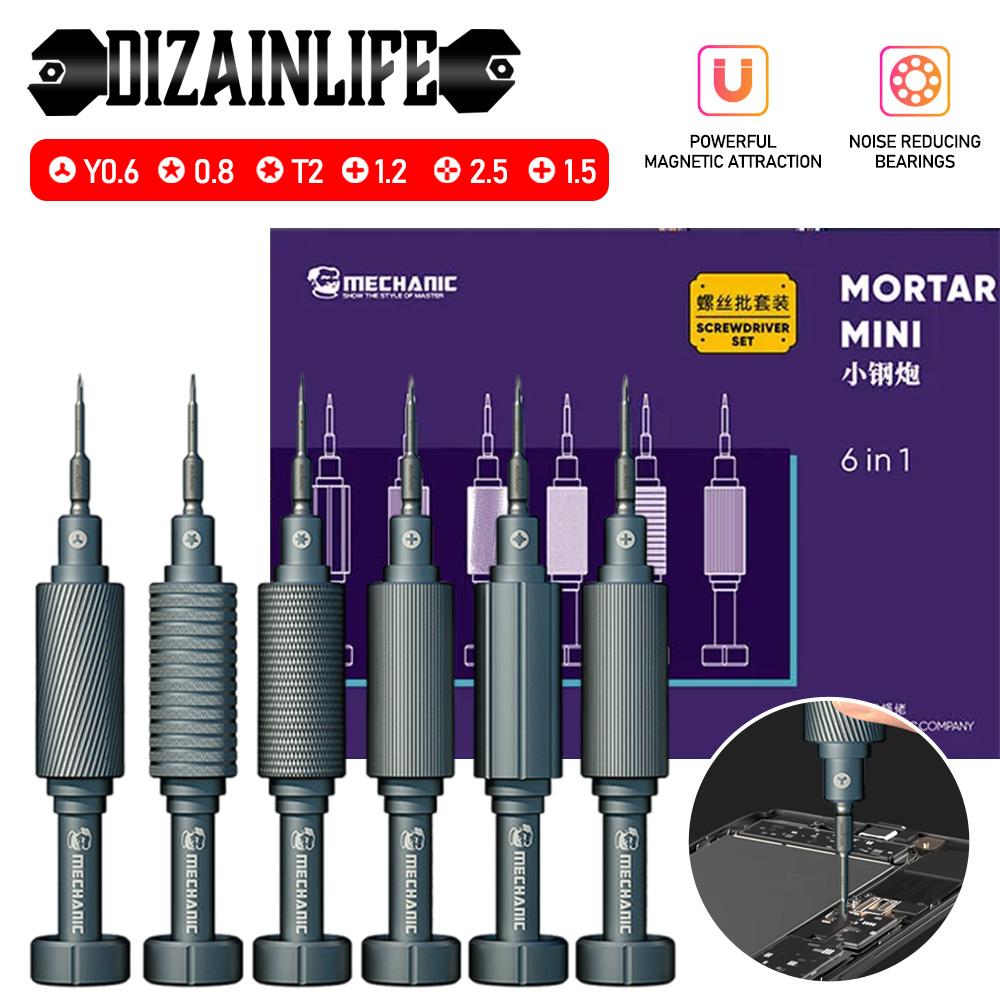 MECHANIC 6 In 1 Magnetic IShell MAX Mortar Precision Screwdriver Set Mini Cross Phillips Y T2 for Phone Disassembly Repair Tools
