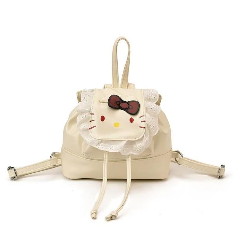 Рюкзак для девочек Hello Kitty с кружевной отделкой и мультяшным рисунком для повседневного использования