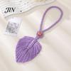 Magnetic Free Curtain Tie Braided Leaf Tieback, Boho Cotton Rope Holder, Fringe Tieback Edge Knotted Draperies Holder for Bedroom Nursery Farmhouse