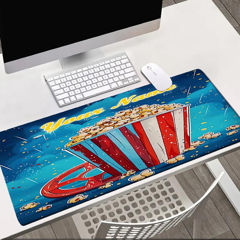 1PC Custom Name Movie Night Popcorn Mouse pad, keyboard and mouse desk pad, for computer notebook Birthday Gift For Any Room Or Office