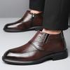 Деловые формальные хлопковые кожаные туфли для мужчин на зиму, утепленные, в деловом повседневном стиле, мужские высокие туфли