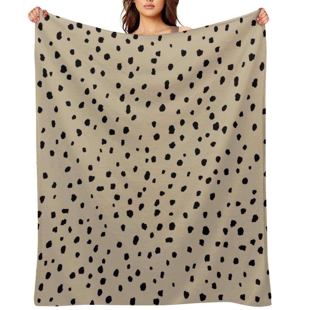 Speckle Polka Dot Dalmatian Pattern (black/tan) Throw Blanket Decorative Throw Single heavy to sleep christmas gifts Blankets