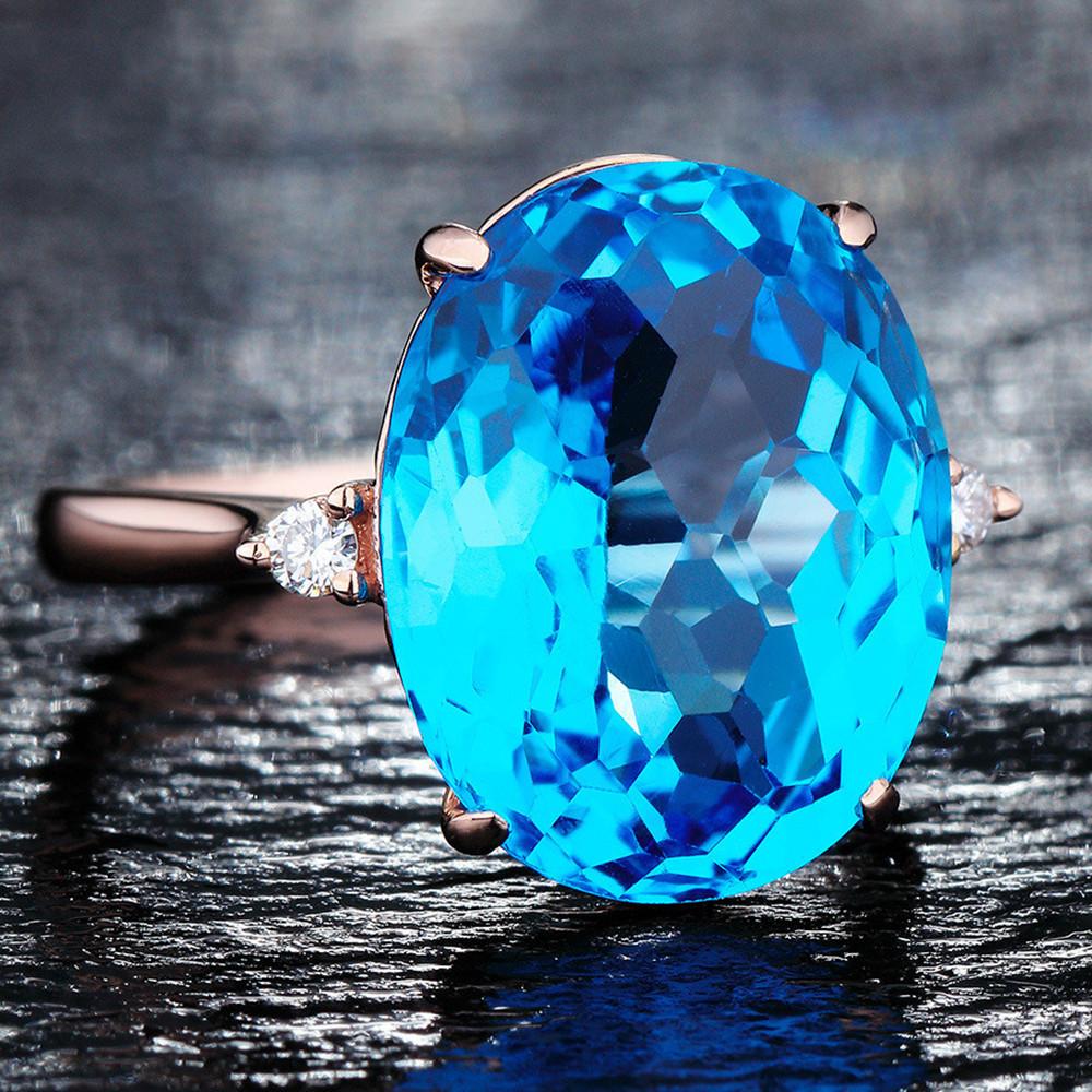 Кольца с крупными драгоценными камнями, синими и фиолетовыми кристаллами для женщин, аквамарин, аметист, циркон, розовое золото, ювелирные изделия для коктейльной вечеринки, подарок