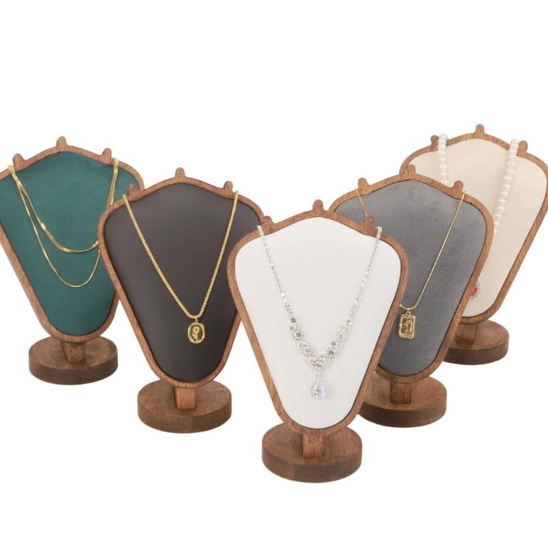 Элегантный прочный стенд для ожерелий из ворса, небольшой деревянный держатель для ювелирных изделий, портативный аксессуар для витрины на прилавке