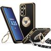 Protective Case - BOOLING - for Samsung Galaxy A25 5G - Black Silicone - Heart Ring - with Lanyard Included