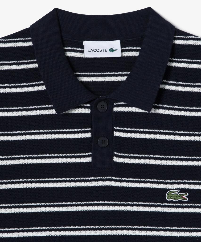 LACOSTE Мужской джемпер-поло с коротким рукавом, смешанная фактура букле, мультиполоска Ph578E-56G 166