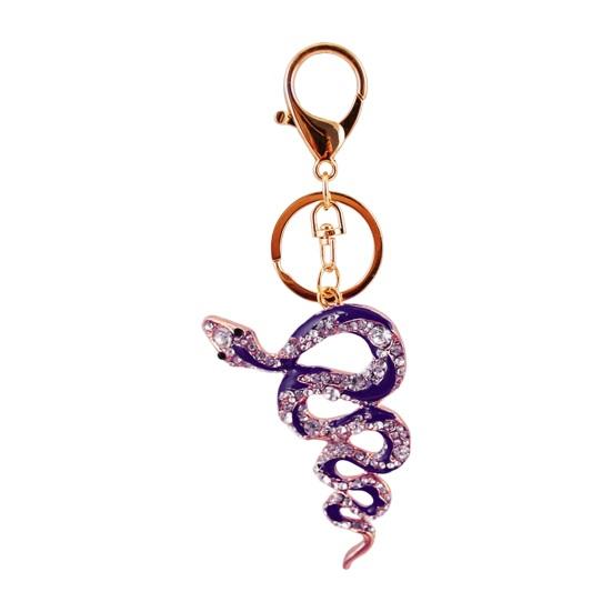 Keychain Shiny Rhinestones Snake Shape Key Ring Decorative Car Key Holder Bag Handbag Charm